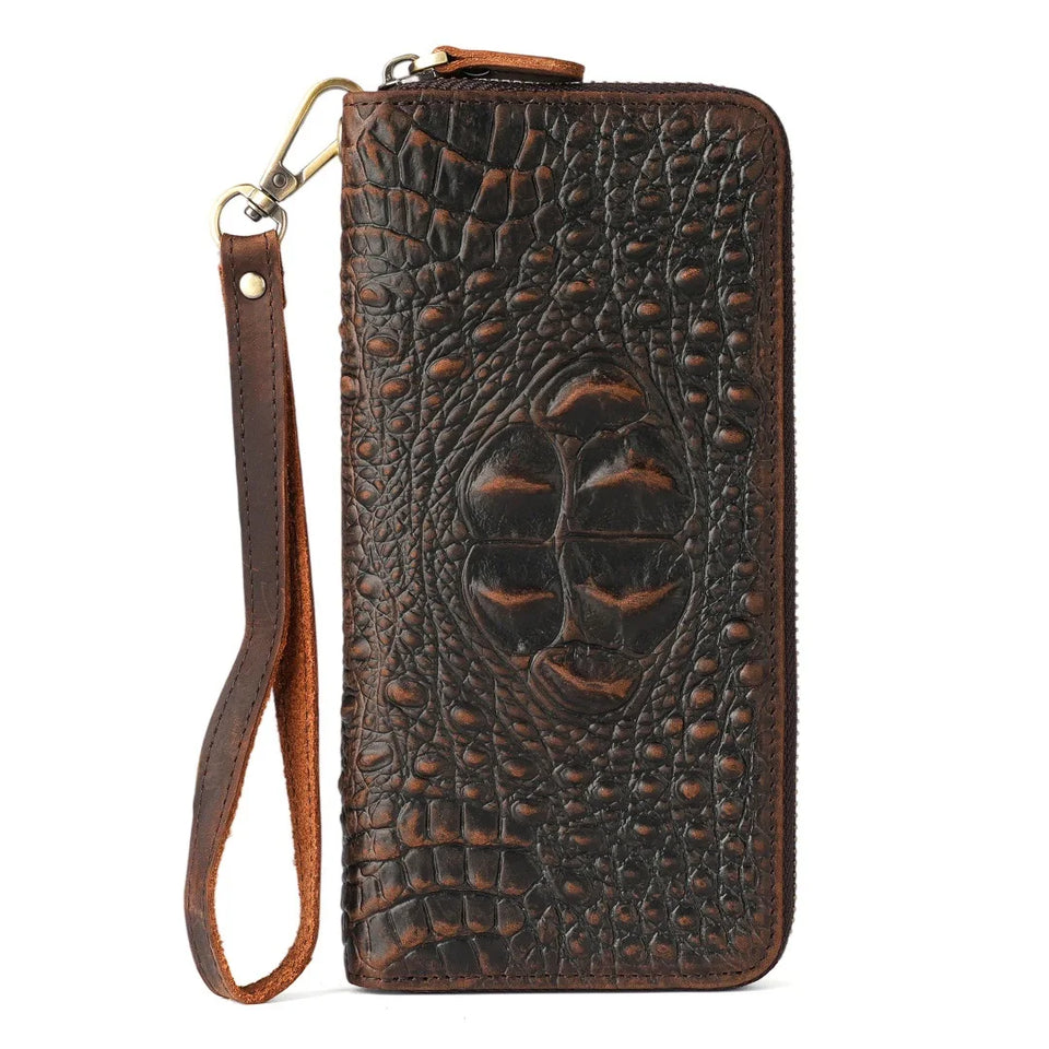 Men's Wallets,Credit Card Holder Money Bag Leather Long Wallet with Wristlet,Large Capacity with Zip-Around Phone Purse for Men