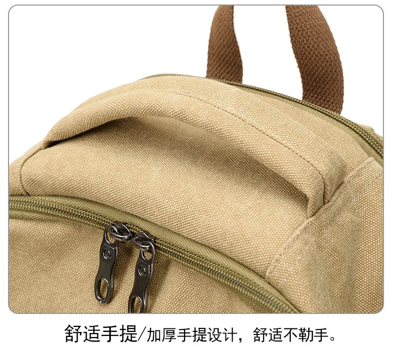 Men's Canvas Backpack Simple Casual Unisex Travel Backpack Schoolbag Large Capacity Ins Wind Laptop Computer Backpack