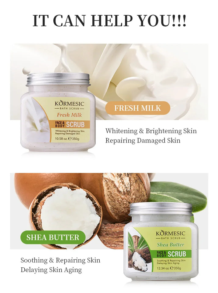 KORMESIC Turmeric Body Scrub Cream Facial Moisturizing Deep Cleansing Milk Rose Gentle Tender Face Exfoliation Skin Care Product