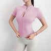 Women Sport T Shirts Slim Fit Quick-drying Full Zip Tops Outdoor Fitness Running Tights Short Sleeves Women's Yoga Wear