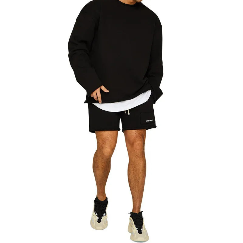 New Muscle Fitn Brothers Sportswear Casual Loose Training Set for Men Winter Running Gym Equipment Leisure Outfit