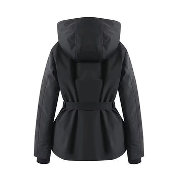 2025 fashionable women's clothing with European and American style design featuring a cinched waisthooded skiing and warm co