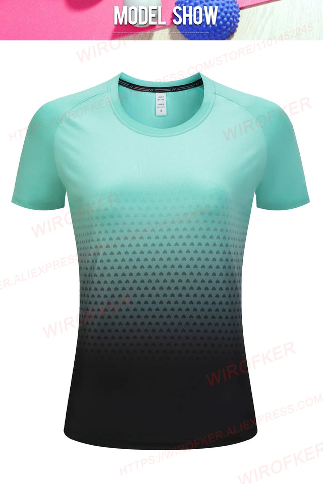 Women Sportswear T-shirt Quick Drying Jogging Sweat Wicking Short Sleeve Loose Outdoor Sports Fitness Top Gym Female Jersey Tee