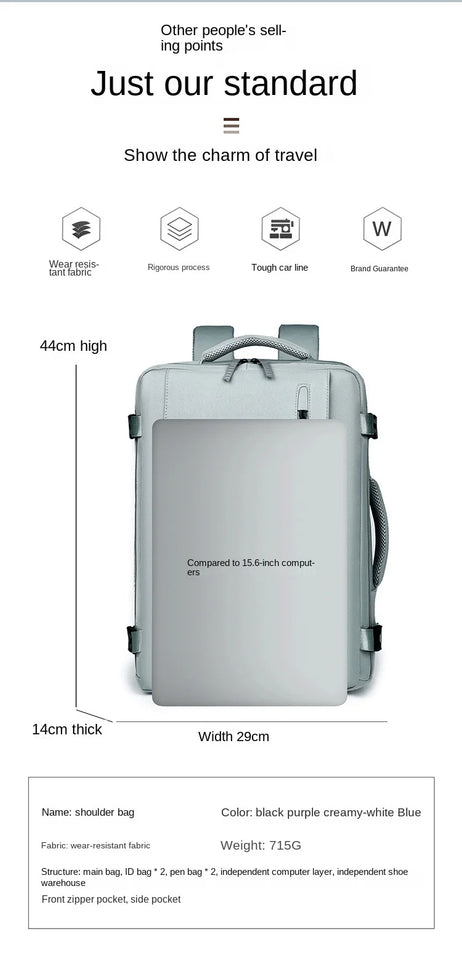 Men's Backpack Simple Style Large Capacity Travel Backpack High-end Business Laptop Bag Student