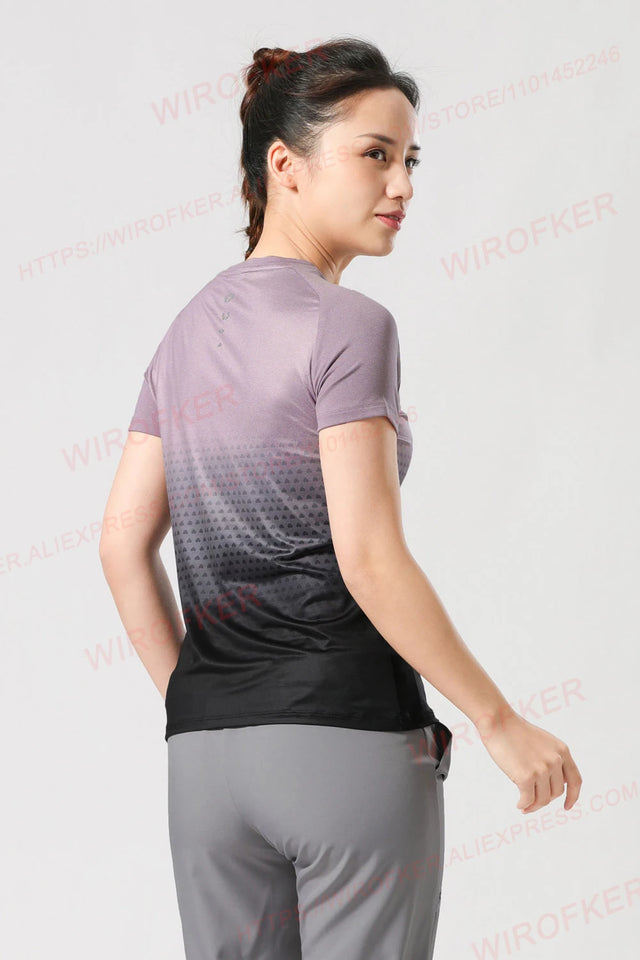 Women Sportswear T-shirt Quick Drying Jogging Sweat Wicking Short Sleeve Loose Outdoor Sports Fitness Top Gym Female Jersey Tee