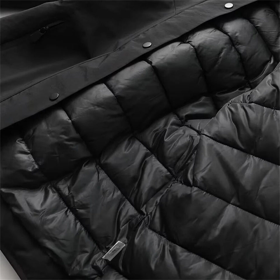 2025 fashionable women's clothing with European and American style design featuring a cinched waisthooded skiing and warm co