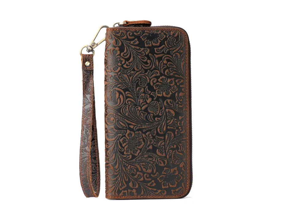 Men's Wallets,Credit Card Holder Money Bag Leather Long Wallet with Wristlet,Large Capacity with Zip-Around Phone Purse for Men