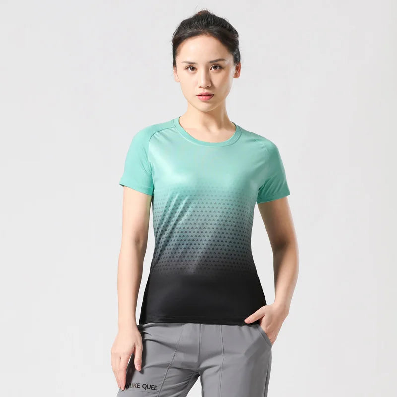 Women Sportswear T-shirt Quick Drying Jogging Sweat Wicking Short Sleeve Loose Outdoor Sports Fitness Top Gym Female Jersey Tee