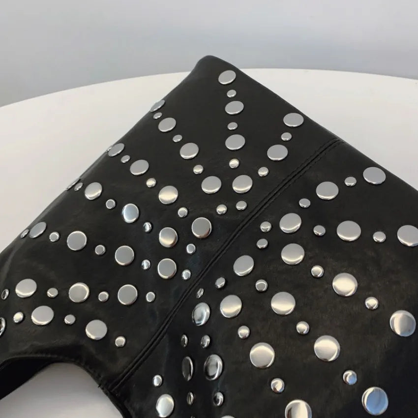 Fashion Women Shoulder Bag Designer Luxury Rivet Tote Bag Office Large Capacity Tote Girls Punk Style Main Bolsos Para Mujeres