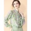 Fashion for Women Spring and Autumn New Korean Floral Tops French Fungus Collar Outer Shirts