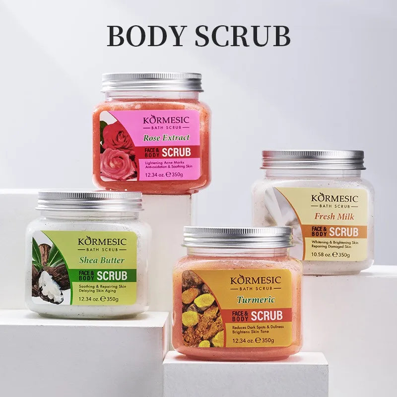 KORMESIC Turmeric Body Scrub Cream Facial Moisturizing Deep Cleansing Milk Rose Gentle Tender Face Exfoliation Skin Care Product