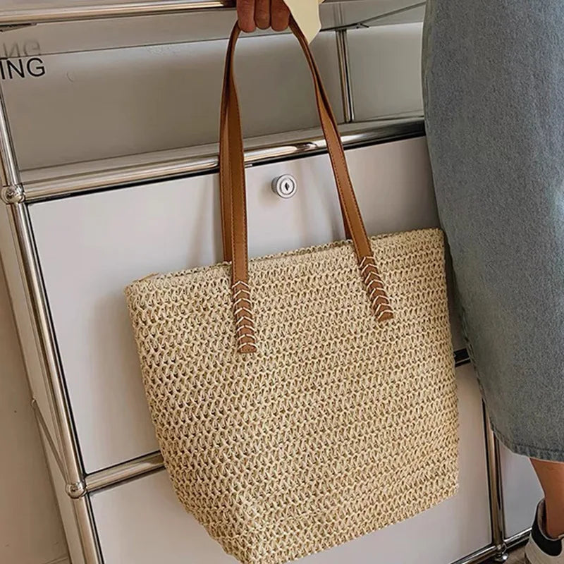 Women's Bags Large Capacity Shoulder Bag Summer Straw Woven Basket Handbag Fashion Female Luxury Designer Beach Bag Bali Shopper