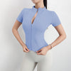 Women Sport T Shirts Slim Fit Quick-drying Full Zip Tops Outdoor Fitness Running Tights Short Sleeves Women's Yoga Wear