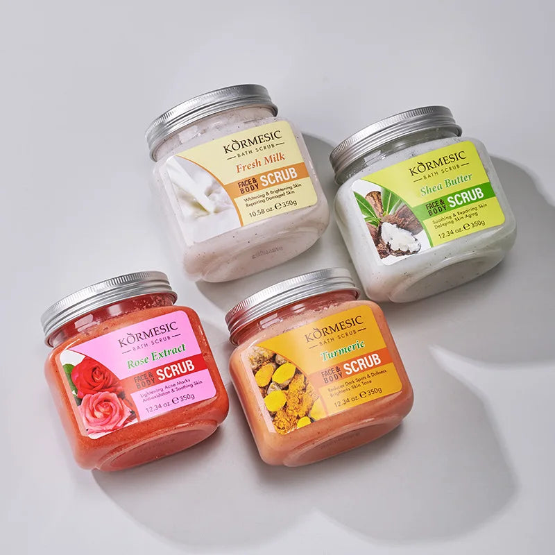 KORMESIC Turmeric Body Scrub Cream Facial Moisturizing Deep Cleansing Milk Rose Gentle Tender Face Exfoliation Skin Care Product