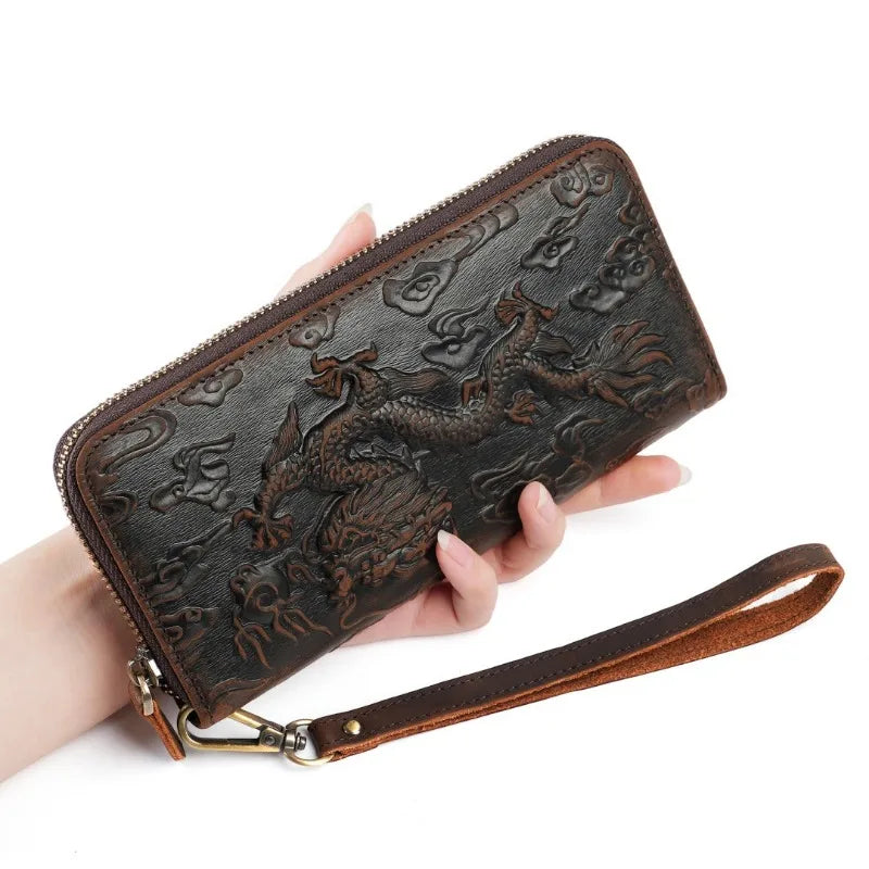 Men's Wallets,Credit Card Holder Money Bag Leather Long Wallet with Wristlet,Large Capacity with Zip-Around Phone Purse for Men