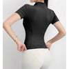 Women Sport T Shirts Slim Fit Quick-drying Full Zip Tops Outdoor Fitness Running Tights Short Sleeves Women's Yoga Wear