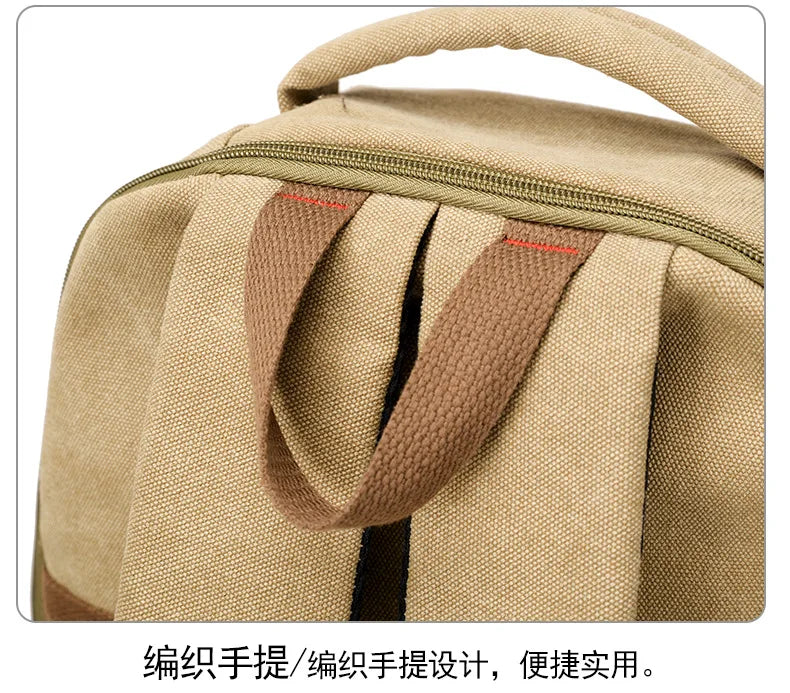 Men's Canvas Backpack Simple Casual Unisex Travel Backpack Schoolbag Large Capacity Ins Wind Laptop Computer Backpack