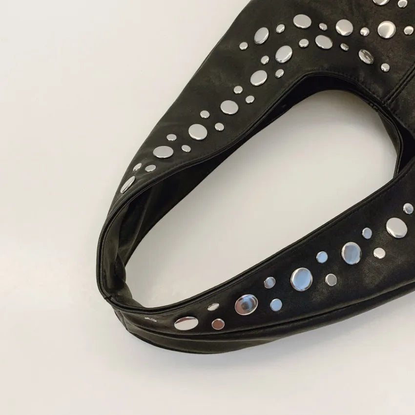 Fashion Women Shoulder Bag Designer Luxury Rivet Tote Bag Office Large Capacity Tote Girls Punk Style Main Bolsos Para Mujeres