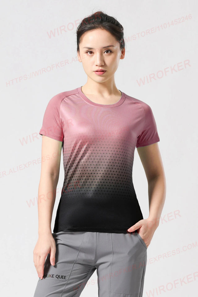 Women Sportswear T-shirt Quick Drying Jogging Sweat Wicking Short Sleeve Loose Outdoor Sports Fitness Top Gym Female Jersey Tee