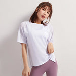 Summer Fitness Sports T-shirt Tops Women Outdoor Sports Loose Short Sleeve Stitching Gym Running Female Quick Drying Breathable