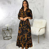 Women's Fashion  New Sexy Elegant Dress Temperament Digital Printing  Long Shirt Dress Women's Elegant Commuter Casual Dress