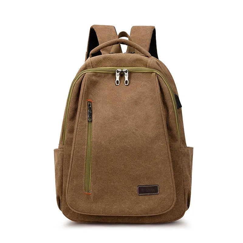 Men's Canvas Backpack Simple Casual Unisex Travel Backpack Schoolbag Large Capacity Ins Wind Laptop Computer Backpack