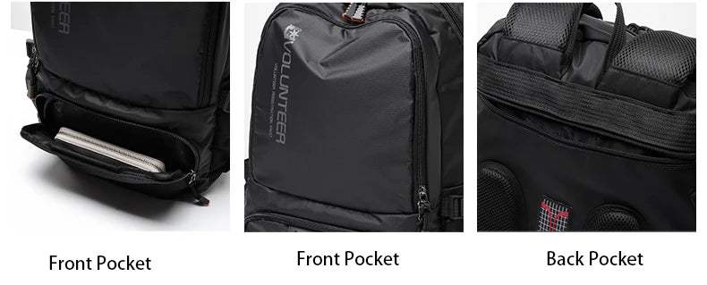 VOLUNTEER Backpacks for Men Fashion Waterproof Travel Hiking Laptop School Backpack Male Casual Large Capacity Bookbag 1802-05