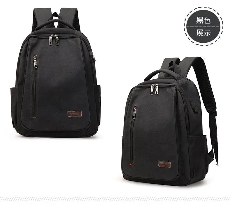 Men's Canvas Backpack Simple Casual Unisex Travel Backpack Schoolbag Large Capacity Ins Wind Laptop Computer Backpack