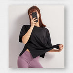 Summer Fitness Sports T-shirt Tops Women Outdoor Sports Loose Short Sleeve Stitching Gym Running Female Quick Drying Breathable