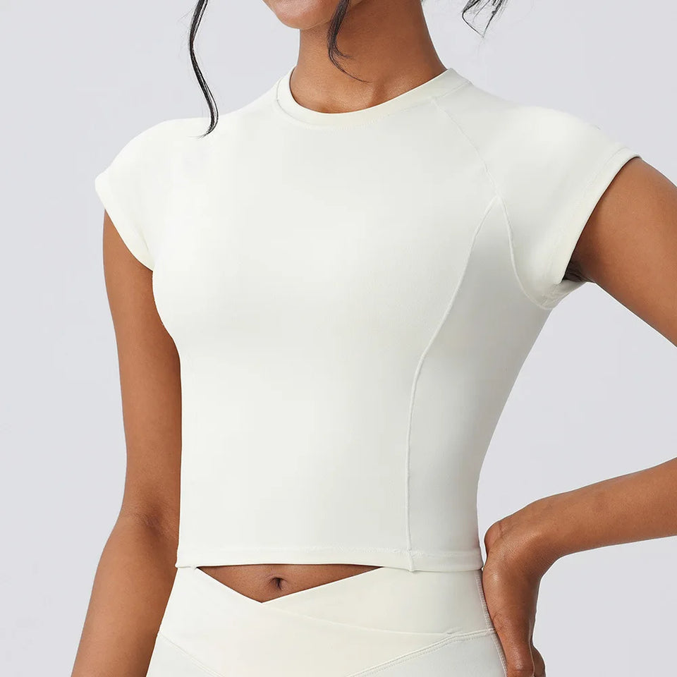 Sports T-shirt Women Fitness Top Short Sleeves Yoga Dance Clothes High Elastic Running Shirts Gym Push Up Workout Top Tee XP199