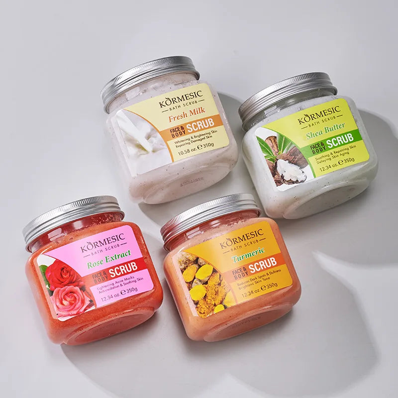 KORMESIC Turmeric Body Scrub Cream Facial Moisturizing Deep Cleansing Milk Rose Gentle Tender Face Exfoliation Skin Care Product