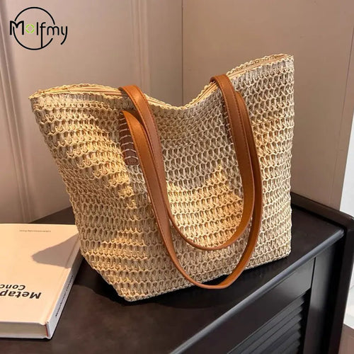 Women's Bags Large Capacity Shoulder Bag Summer Straw Woven Basket Handbag Fashion Female Luxury Designer Beach Bag Bali Shopper