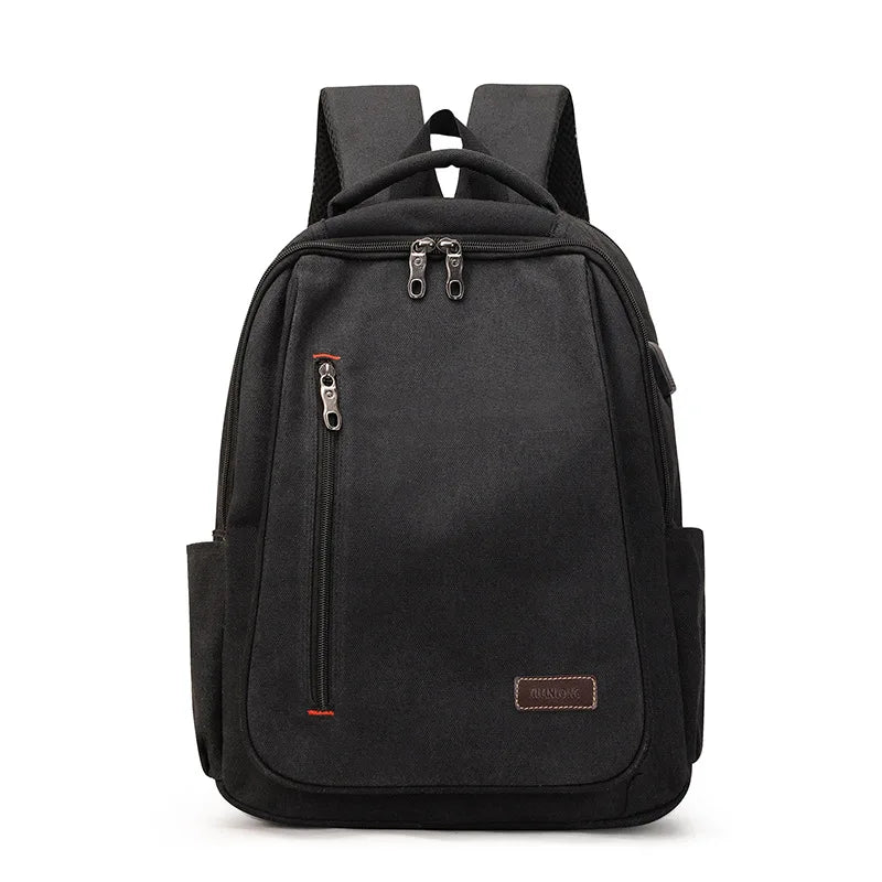 Men's Canvas Backpack Simple Casual Unisex Travel Backpack Schoolbag Large Capacity Ins Wind Laptop Computer Backpack