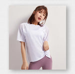 Summer Fitness Sports T-shirt Tops Women Outdoor Sports Loose Short Sleeve Stitching Gym Running Female Quick Drying Breathable