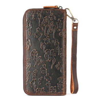 Men's Wallets,Credit Card Holder Money Bag Leather Long Wallet with Wristlet,Large Capacity with Zip-Around Phone Purse for Men