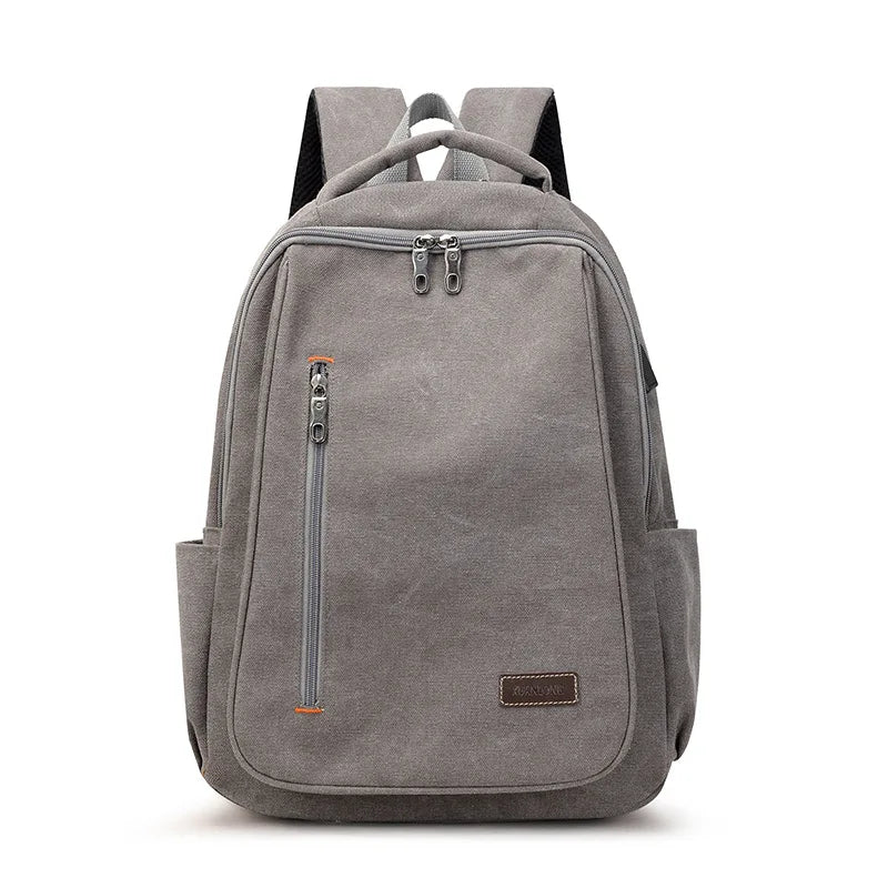 Men's Canvas Backpack Simple Casual Unisex Travel Backpack Schoolbag Large Capacity Ins Wind Laptop Computer Backpack