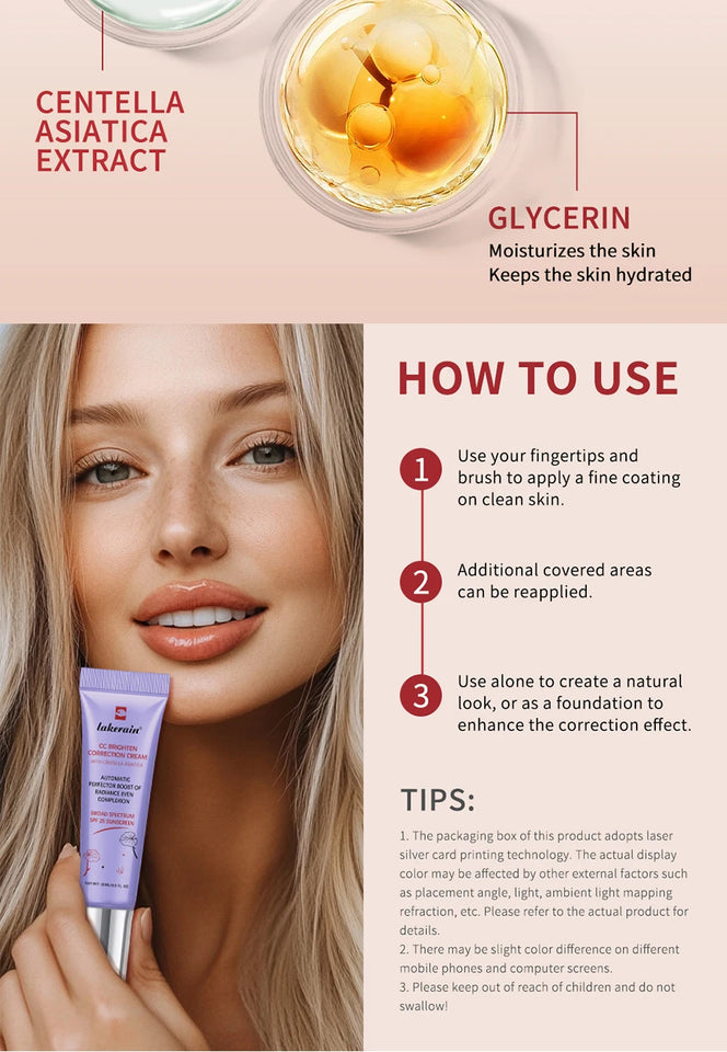 ErborianCC Cream  Skin Hydration Correct Redness Light Makeup Centella Remove Acne Marks Improve Skin Dullness Tinted Coverage