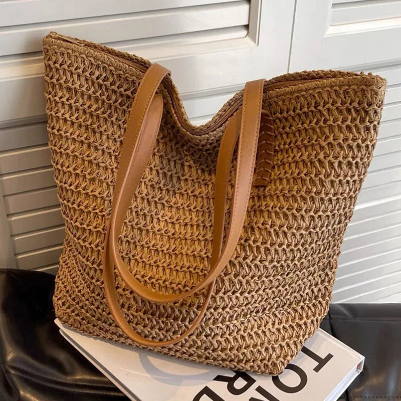 Women's Bags Large Capacity Shoulder Bag Summer Straw Woven Basket Handbag Fashion Female Luxury Designer Beach Bag Bali Shopper