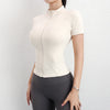 Women Sport T Shirts Slim Fit Quick-drying Full Zip Tops Outdoor Fitness Running Tights Short Sleeves Women's Yoga Wear