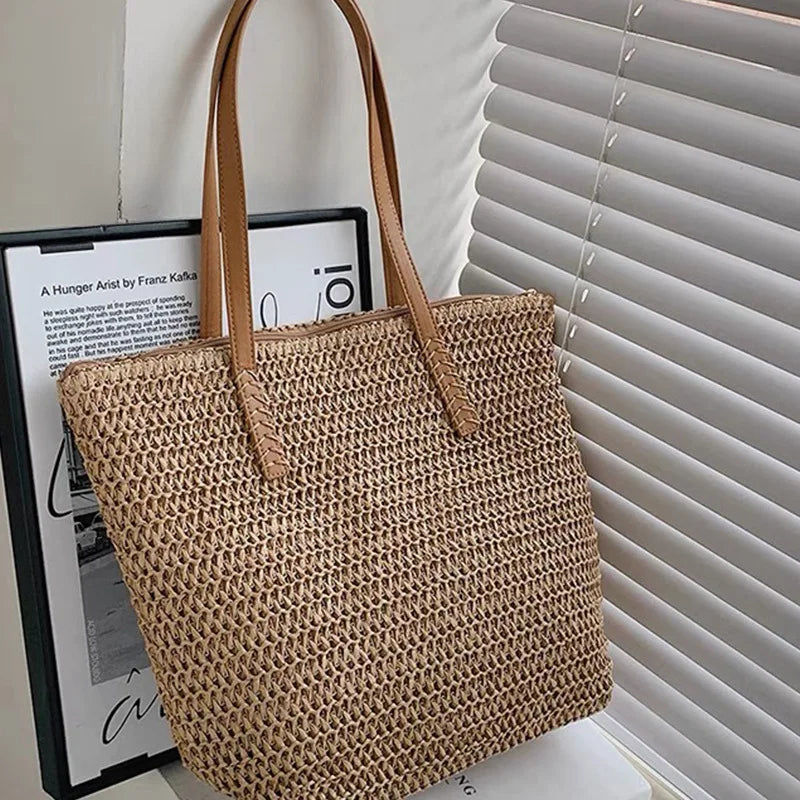 Women's Bags Large Capacity Shoulder Bag Summer Straw Woven Basket Handbag Fashion Female Luxury Designer Beach Bag Bali Shopper
