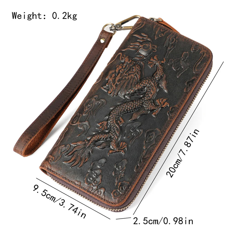 Men's Wallets,Credit Card Holder Money Bag Leather Long Wallet with Wristlet,Large Capacity with Zip-Around Phone Purse for Men