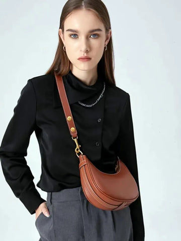 Denim Half Moon Women Hobo Shoulder Purses  Luxury Brand Leather Tote Handbag Vintage Sling Crossbody Bag